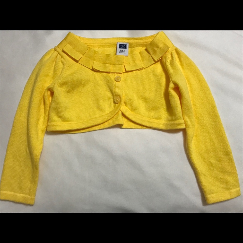 Janie and Jack Yellow Pleated Collar Cardigan